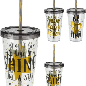 Vaso con pitillo 27x9,5x9,5 cm