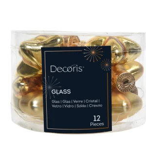 Set de 12 adornos para colgar de vidrio 2x4,5x4 cm