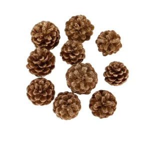 Juego de 10 piñas decorativas 4x4x6cm