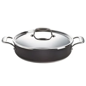 Olla baja de acero inoxidable con tapa 28 cm