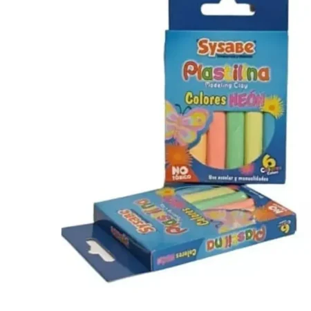 Plastilina en barra con 6 colores neón