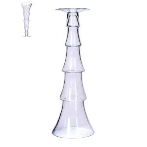 Porta vela de vidrio diseño árbol 3 x 15 x 44,5 cm