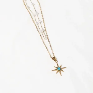 Collar con perla azul