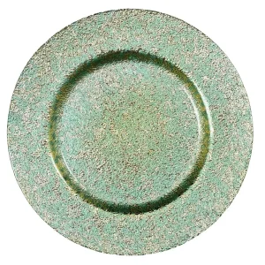 Fondo de plato de vidrio verde/dorado 33 cm
