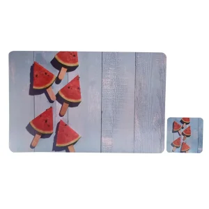 Juego 8 piezas de mantel y portavasos