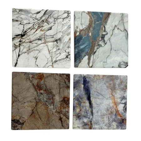 Juego de porta vasos 4piezas marmol 10,8 x 10,8 x 0,7 cm