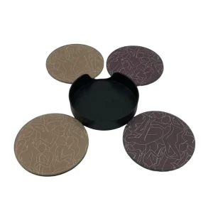 Juego de porta vasos 4 piezas 10,5 x 10,5 x 2,2 cm