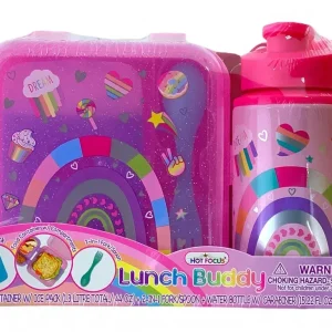 Lonchera con botella 450 ml y cubierto 3  piezas