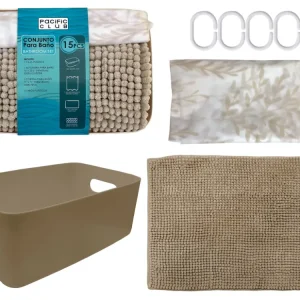 Set de alfombra y cortina para ducha