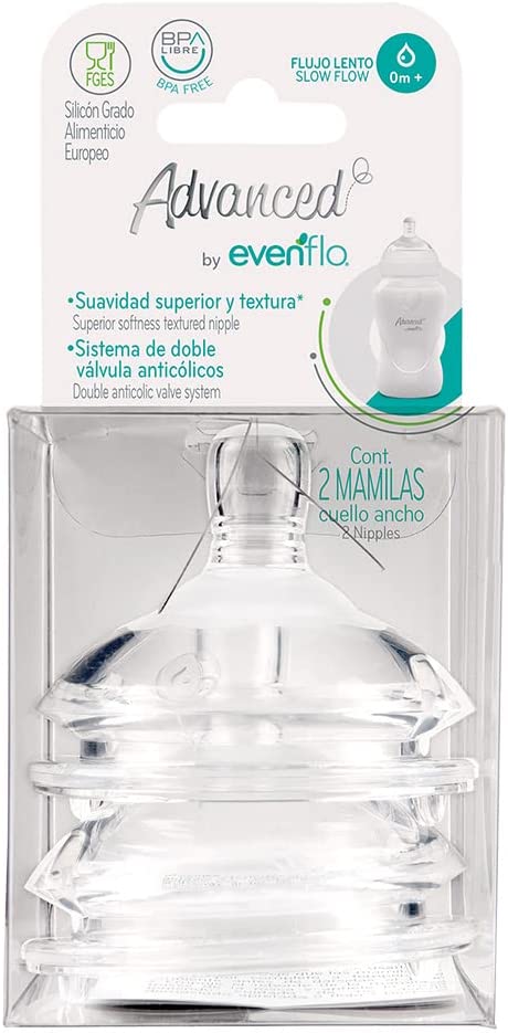 Mamila advanced bold doble valvula anticolicos flujo lento 2pk
