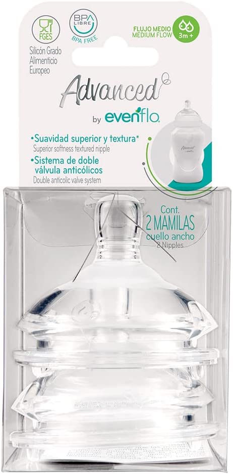Mamila advanced bold doble valvula anticolicos flujo medio 2pk