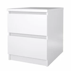 Mesa de noche Naia 2 cajones blanco 40,4 x 50 x 49,5 cm