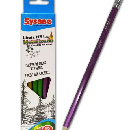 L?piz HB metalizado con banda 12 piezas