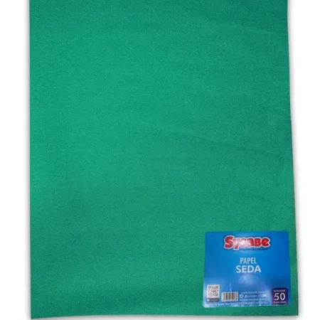 Papel de seda 50 x 70cm color verde grama 5 hojas