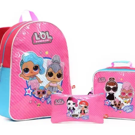 Combo morral, lonchera y cartuchera LOL