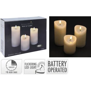 Set de 3 velas led (tamaños surtidos)
