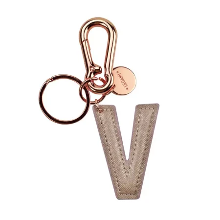 Llavero oro rosado letra V