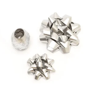 Set de dos lazos y una cinta color plata