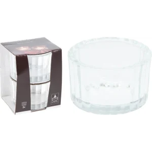 Set de 2 portavelas de vidrio 5 x 3 cm