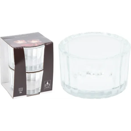 Set de 2 portavelas de vidrio 5 x 3 cm