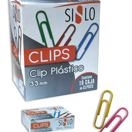 Clip pl?stico de colores (33 mm) 100 unidades
