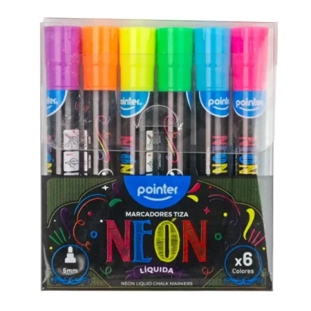 Set de 6 marcadores tiza l?quida neon