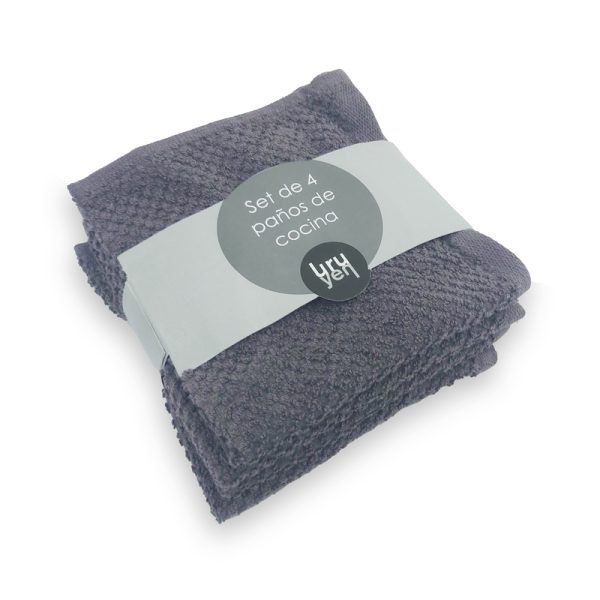 Set de 4 paños de cocina algodon 30 x 30cm