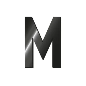 Letra M adhesivo de metal