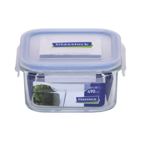 Contenedor de vidrio cuadrado 490ml