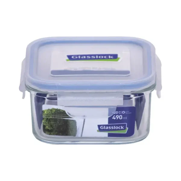 Contenedor de vidrio cuadrado 490ml