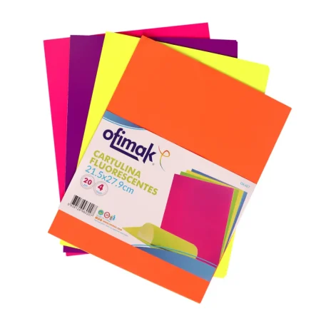 Cartulina carta fluorescente 20 piezas