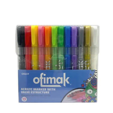 Marcador acr?lico con v?lvula 12 piezas