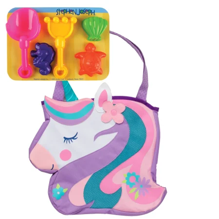 Bolso de playa con juguetes unicornio