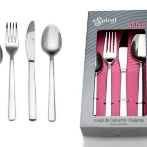 Juego de cubiertos acero inoxidable 16 piezas Tulipan