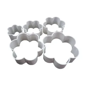 Set de 5 cortadores de pl?stico dise?o flor 10 x 4  cm