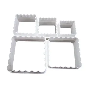 Set de 5 cortadores de pl?stico cuadrados 10 x 4  cm