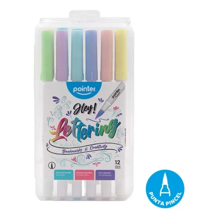 Set de 12 marcadores pastel lettering