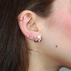 Zarcillos de estrellas plateado